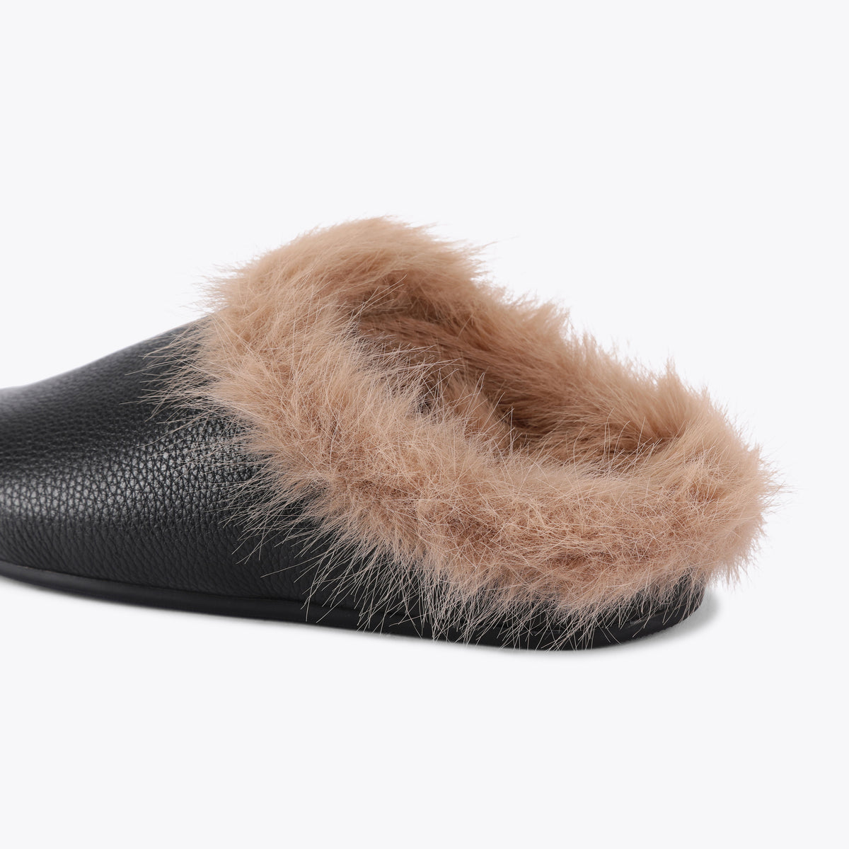 Fern Fur Black Leather